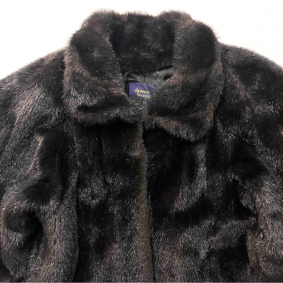 Dennis Basso Dark Brown Faux Fur Jacket - Sz S - Picture 4 of 10